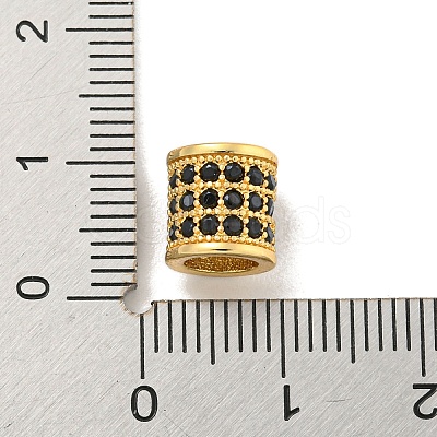 Brass Micro Pave Black Cubic Zirconia European Beads KK-G493-48G-02-1