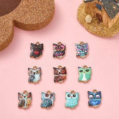 30Pcs 10 Styles Printed Alloy Pendants PALLOY-CJ0002-57-1