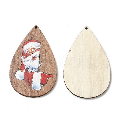 Single Face Christmas Printed Wood Big Pendants WOOD-D025-27-1