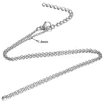 Non-Tarnish 304 Stainless Steel Cable Chain Necklace STAS-T040-PJ204-45-1