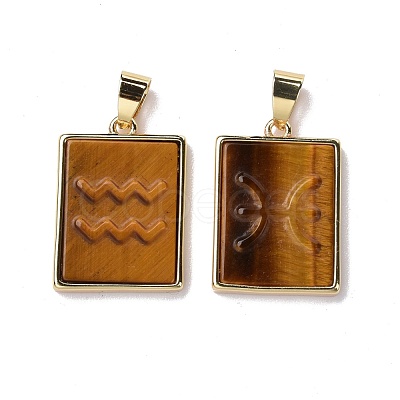 12Pcs 12 Styles Natural Tiger Eye Pendants G-B025-01LG-03-1