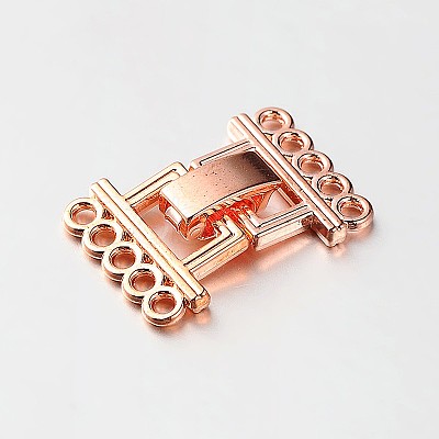 5 Strands Alloy and Brass Fold Over Clasps PALLOY-N0112-02-1