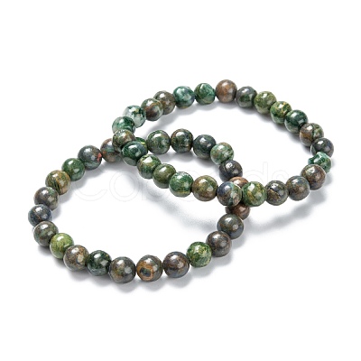 Natural Gemstone Stretch Beaded Bracelets G-A185-01L-1