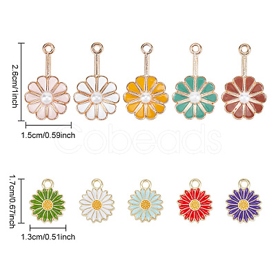 Nbeads 60Pcs 10 Style Alloy Enamel Pendants FIND-NB0004-33-1