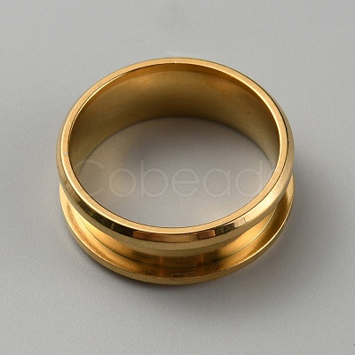 304 Stainless Steel Grooved Finger Ring Settings RJEW-WH0010-08B-G-1