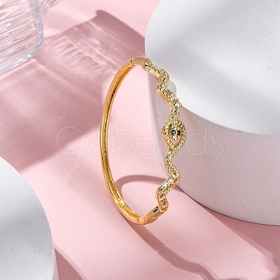 Rack Plating Brass Micro Pave Cubic Zirconia Hinged Bangles BJEW-H624-05G-1