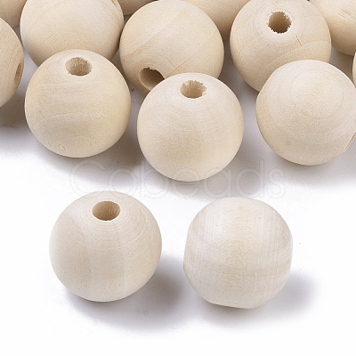 Natural Unfinished Wood Beads WOOD-S651-A18mm-LF-1