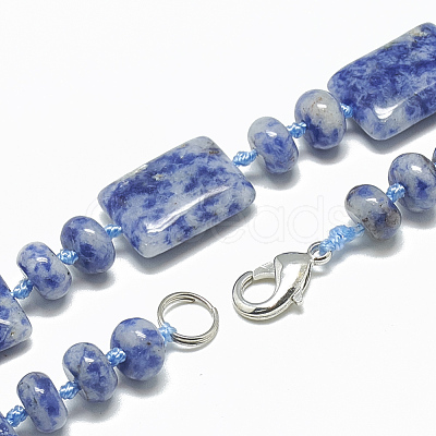 Natural Blue Spot Jasper Beaded Necklaces NJEW-S395-03-1