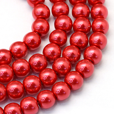 Baking Painted Pearlized Glass Pearl Round Bead Strands X-HY-Q003-6mm-74-1