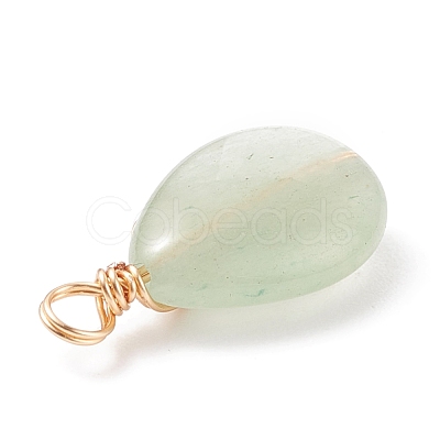 Natural Green Aventurin Pendants PALLOY-JF01621-03-1