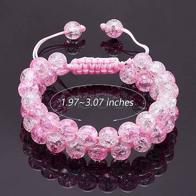 Sparkling Round Glass Braided Bead Bracelet BJEW-SW00082-11-1