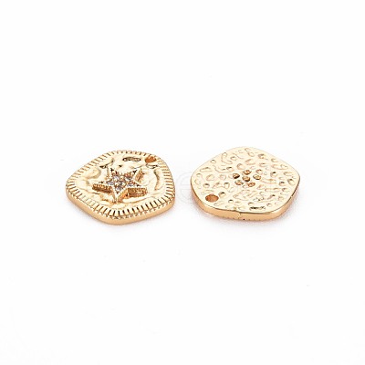 Brass Micro Pave Clear Cubic Zirconia Charms KK-S356-732-1