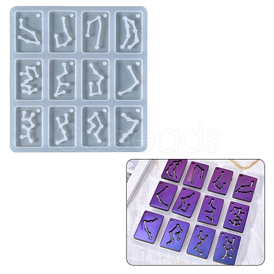 Twelve Constellations Rectangle Pendants Silicone Molds X-DIY-G073-02-1