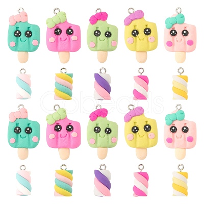 40Pcs 10 Style Handmade Polymer Clay Charms CLAY-LS0001-13-1