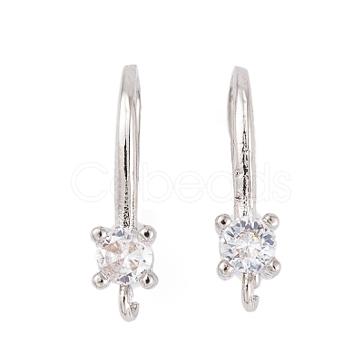 Rack Plating Brass Cubic Zirconia Earring Hooks KK-S374-05P-07-1