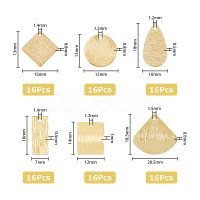 SUPERFINDINGS 96Pcs 6 Style Brass Pendant KK-FH0005-28-1