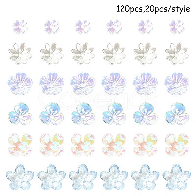 120Pcs 6 Styles Mixed Styles Acrylic Bead Caps SACR-YW0001-65-1