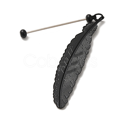 Alloy Feather Pendant Bookmarks AJEW-R101-02B-1