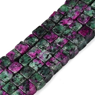 Dyed Natural Sesame Jasper Imitation Ruby in Zoisite Beads Strands G-T139-6x6-32A-1