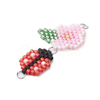 Handmade Glass Seed Beads Woven Connector Charms PALLOY-MZ00311-01-1