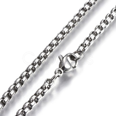 Non-Tarnish 304 Stainless Steel Box Chain Necklaces NJEW-O110-05I-P-1