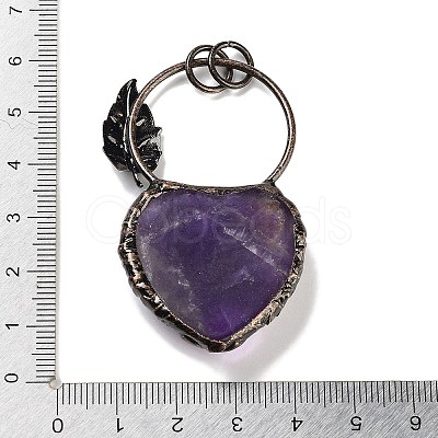 Natural Amethyst Heart Big Pendants G-A221-05G-1