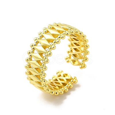 Rack Plating Brass Hollow Rhombus Cuff Rings for Men Women RJEW-C050-13G-1