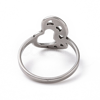 Non-Tarnish 201 Stainless Steel Heart Finger Ring RJEW-J051-33P-1