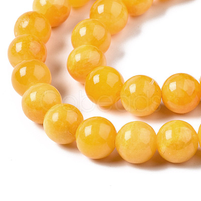 Natural Dyed Yellow Jade Gemstone Bead Strands X-G-R271-10mm-Y07-1