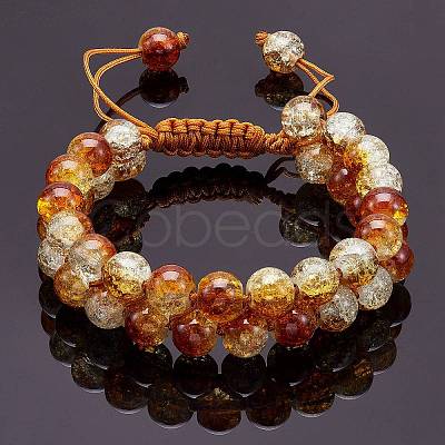 Sparkling Round Glass Braided Bead Bracelet BJEW-SW00082-13-1