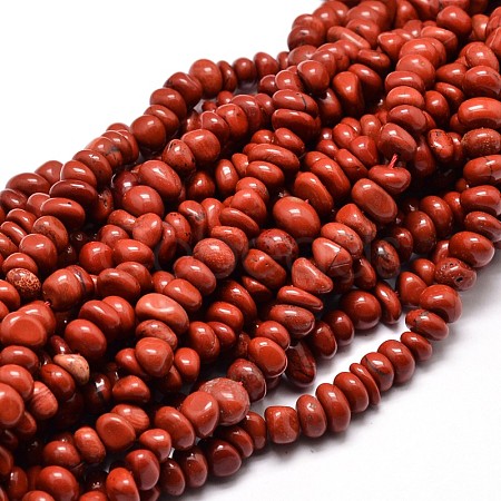 Natural Red Jasper Chip Beads Strands X-G-E271-124-1