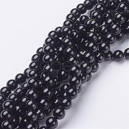 Natural Black Onyx Round Beads Strands GSR6mmC097-1