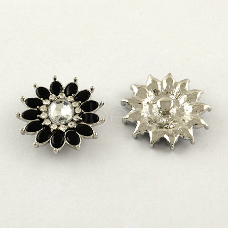 Platinum Tone Alloy Rhinestone Jewelry Snap Buttons SNAP-R006-06-1