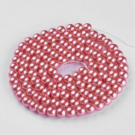Round Glass Pearl Beads Strands JPS8MMY-63-1