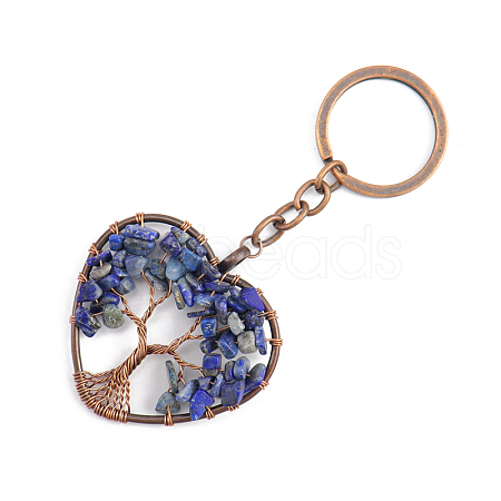 Natural Sodalite Pendant Keychains HEAR-PW0001-148H-1