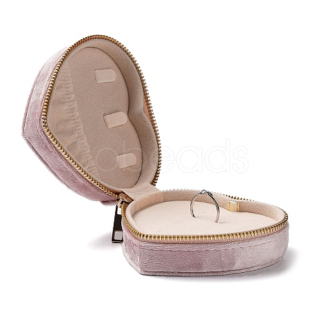 Heart Velvet Jewelry Storage Zipper Boxes PAAG-PW0003-02B-1
