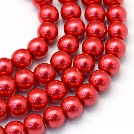 Baking Painted Pearlized Glass Pearl Round Bead Strands X-HY-Q003-6mm-74-1