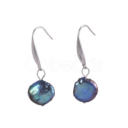 Natural Baroque Pearl Keshi Pearl Bead Dangle Earrings EJEW-JE02985-01-1