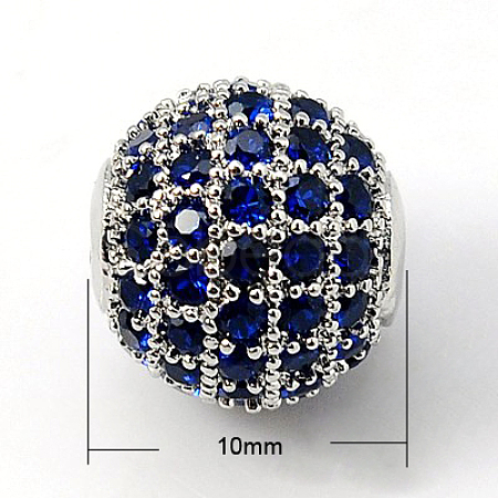 Brass Cubic Zirconia Beads ZIRC-D009-03P-1