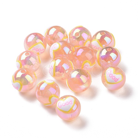 UV Plating Rainbow Iridescent Transparent Acrylic Beads with Enamel OACR-P014-03C-1