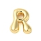 Rack Plating Brass Pendants, Cadmium Free & Lead Free, Long-Lasting Plated, Real 18K Gold Plated, Letter R, 18x15x5.5mm, Hole: 1.8x3mm