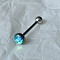 Gradient Color Flat Round Scale Stainless Steel Enamel Straight Barbell 15 Gauge Piercing Tongue Rings for Women Men, Stainless Steel Color, Dark Turquoise, 12x7mm, Pin: 1.6mm