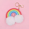 PU Leather Rainbow & Imitation Rabbit Fur Keychain, Big Pendant Decoration, White, 20.5cm