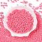 Baking Paint Glass Seed Beads, 2-Hole, Oval, Hot Pink, 5~6x2.5~3.5x3mm, hole: 0.7~0.9mm, about 7500pcs/pound