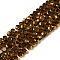 Electroplate Glass Beads Strands, Transparent Color, Half Golden Plated, Faceted, Flat Round, Sienna, 4~4.5x3mm, Hole: 1mm, about 74~75pcs/strand, 10.39''~10.75''(26.4~27.3cm)