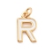 Rack Plating Brass Pendants, with Enamel and Jump Ring, Cadmium Free & Lead Free, Long-Lasting Plated, Real 18K Gold Plated, Letter, Letter R, 11.5x7x1mm, Hole: 2.5mm