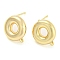 Brass Stud Earring Finding, with Vertical Loop, Donut, Real 18K Gold Plated, 13x11mm, Hole: 1.2mm, Pin: 0.7mm