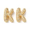 Rack Plating Brass Micro Pave Cubic Zirconia Slide Charms, Long-Lasting Plated, Lead Free & Cadmium Free, Real 18K Gold Plated, Letter, Letter K, 14.5x10x5mm, Hole: 10.5x1.6mm