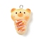 Resin Imitation Food Pendants, Cartoon Bear Bread Charms with Platinum Plated Iron Loops, Bear, 29x20x11mm, Hole: 2mm