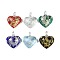 Lampwork Pendants, with Foil Glass, Heart, Mixed Color, 35x29.5x11.5mm, Hole: 5mm